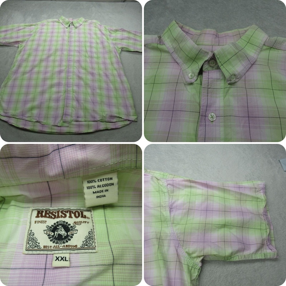 Resistol Shirts Mens 2XL Green Plain Short Sleeve Casual Cowboy Western Vibrant